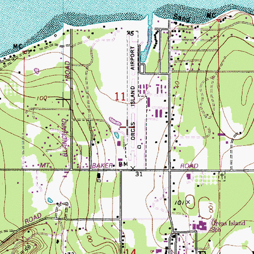 Topographic Map of Orcas Island Airport, WA