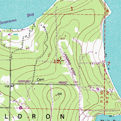 Topographic Map of Waldronaire Airport, WA
