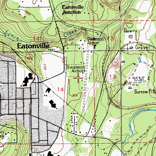 Topographic Map of Swanson Airport, WA