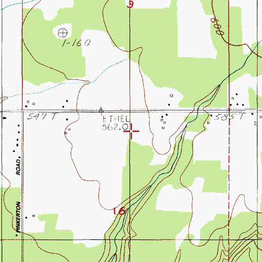 Topographic Map of Ethel International Airport (historical), WA
