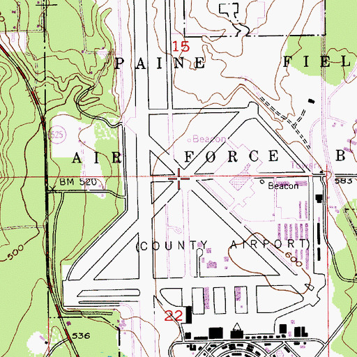 Topographic Map of Snohomish County Airport (Paine Field), WA