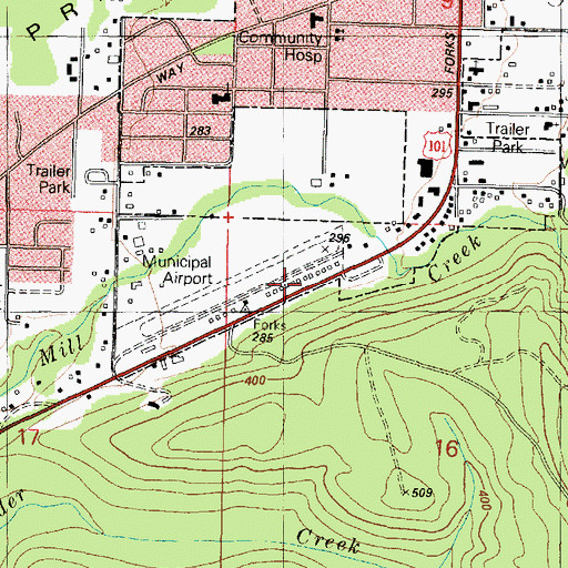 Topographic Map of Forks Airport, WA