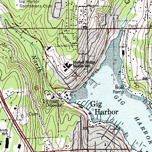 Topographic Map of Gig Harbor Seaplane Base, WA