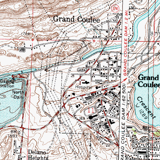 Topographic Map of Coulee Community Hospital Heliport, WA
