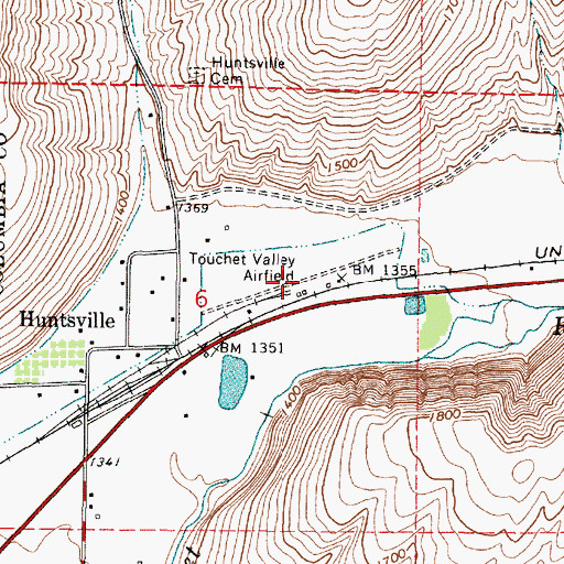 Topographic Map of Touchet Valley Airport, WA