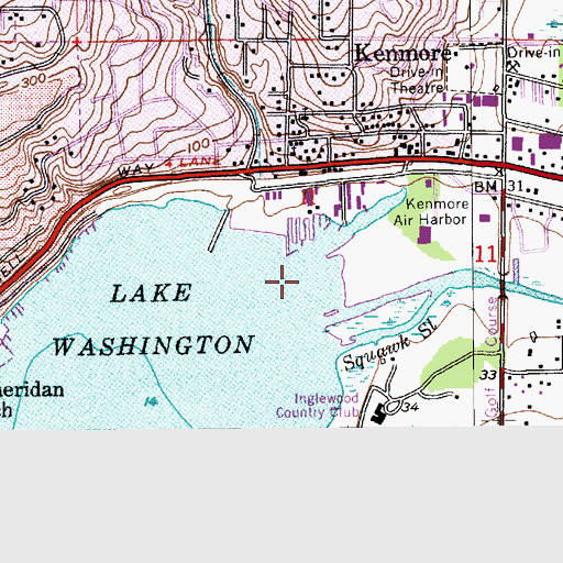 Topographic Map of Kenmore Air Harbor Inc Seaplane Base, WA
