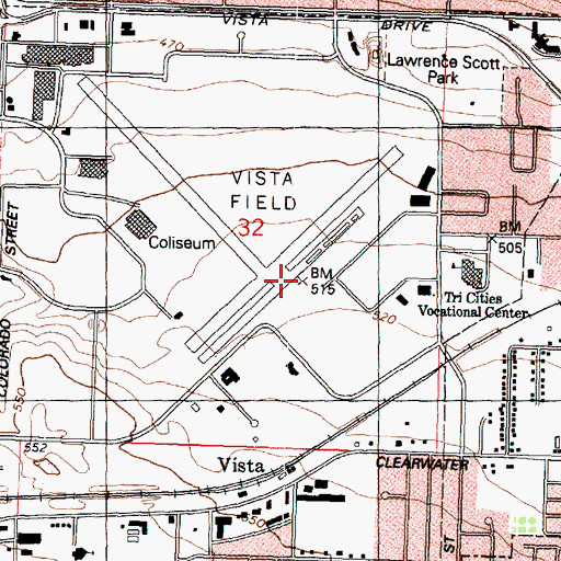 Topographic Map of Vista Field Airport (historical), WA