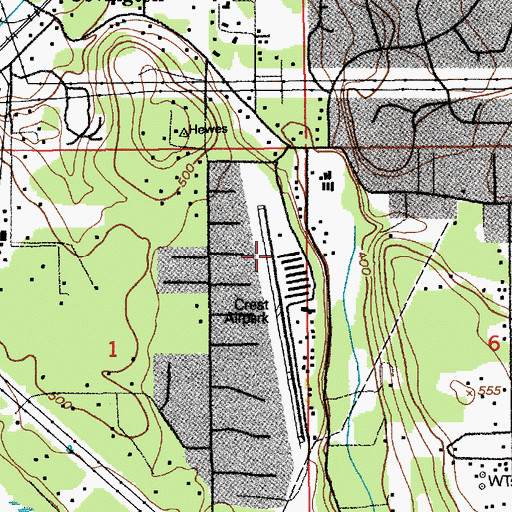 Topographic Map of Crest Airpark, WA