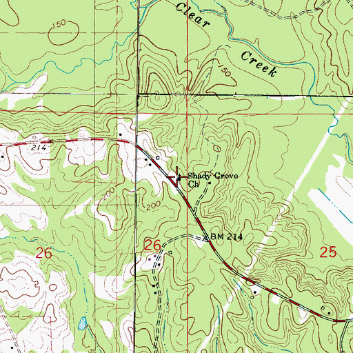 Topographic Map of Shady Grove Christian Methodist Episcopal Church, AL