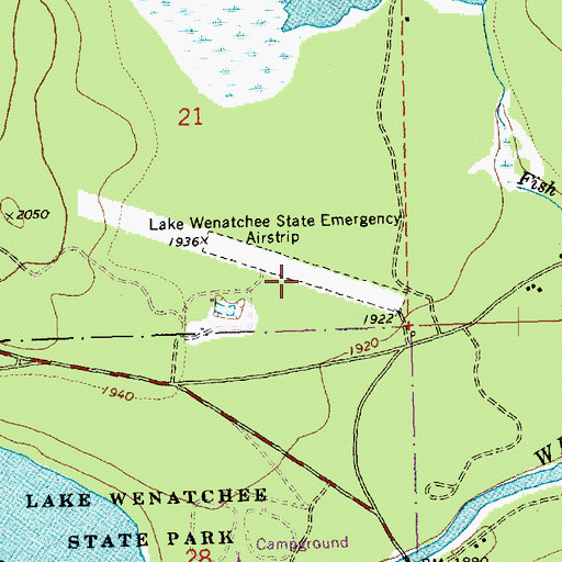 Topographic Map of Lake Wenatchee State Airport, WA