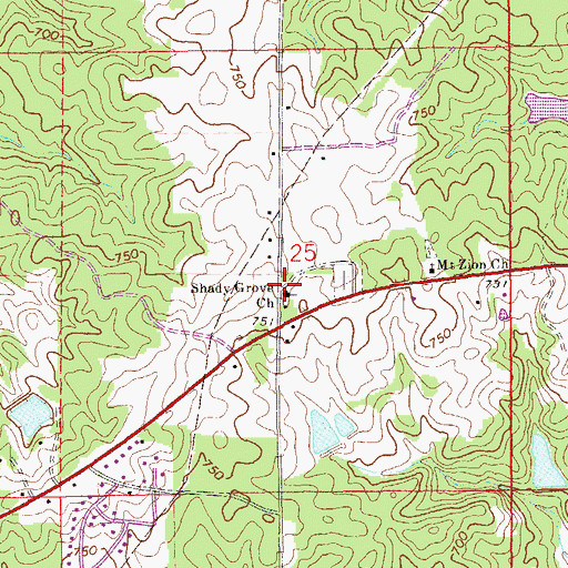 Topographic Map of Shady Grove Christian Church, AL