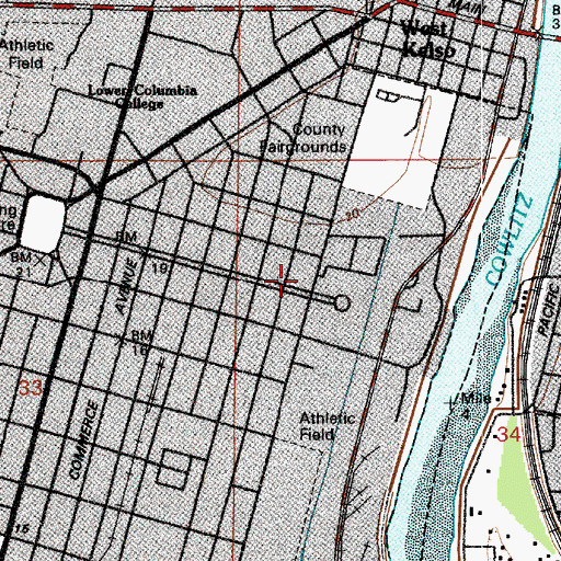 Topographic Map of Monticello Medical Center Heliport, WA