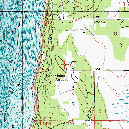 Topographic Map of Lopez Island Airport, WA
