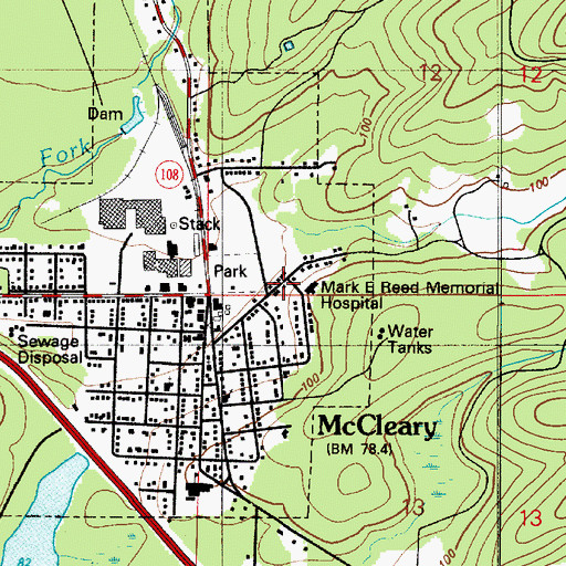 Topographic Map of Mark Reed Hospital Heliport, WA