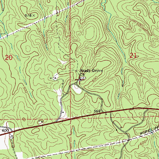 Topographic Map of Shady Grove Methodist Church, AL