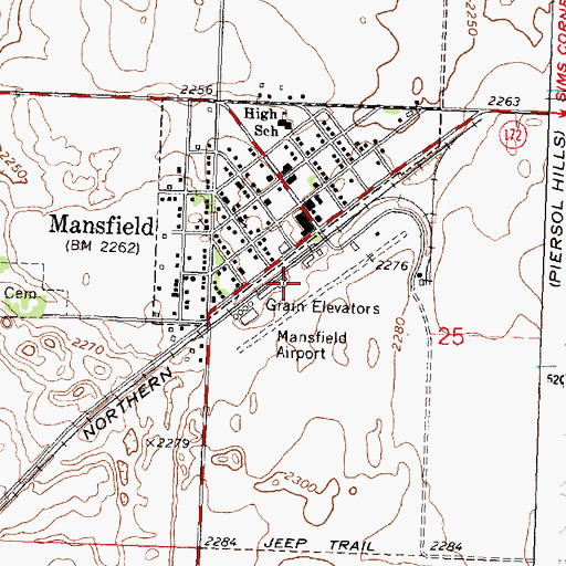 Topographic Map of Mansfield Airport, WA