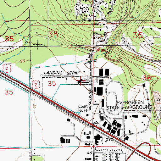 Topographic Map of First Air Field, WA