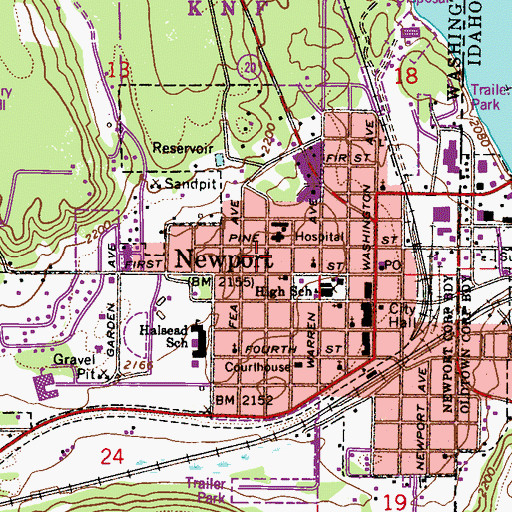 Topographic Map of Newport Community Hospital Heliport, WA