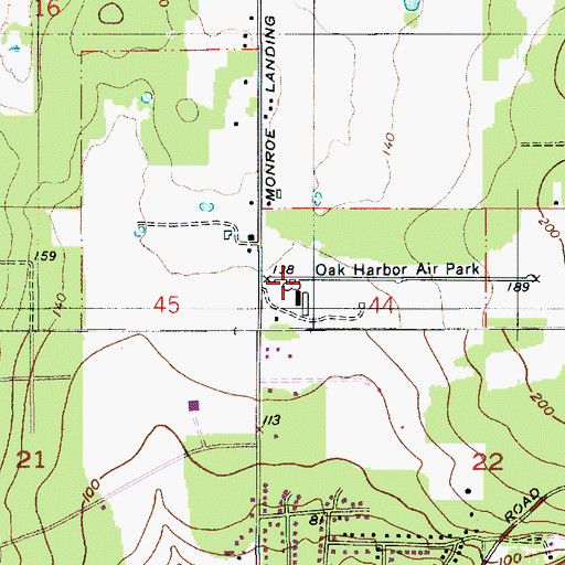 Topographic Map of AJ Eisenberg Airport, WA