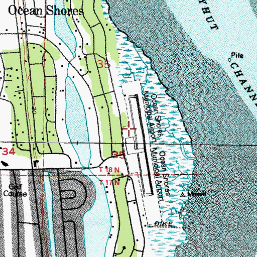 Topographic Map of Ocean Shores Municipal Airport, WA