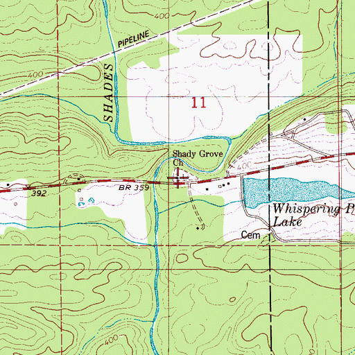 Topographic Map of Shady Grove Baptist Church, AL
