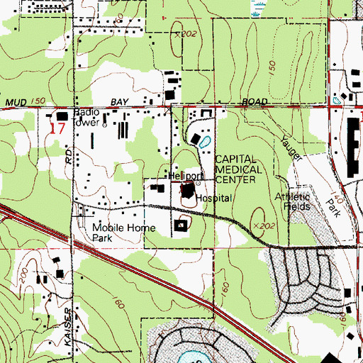 Topographic Map of Black Hills Community Hospital Heliport, WA