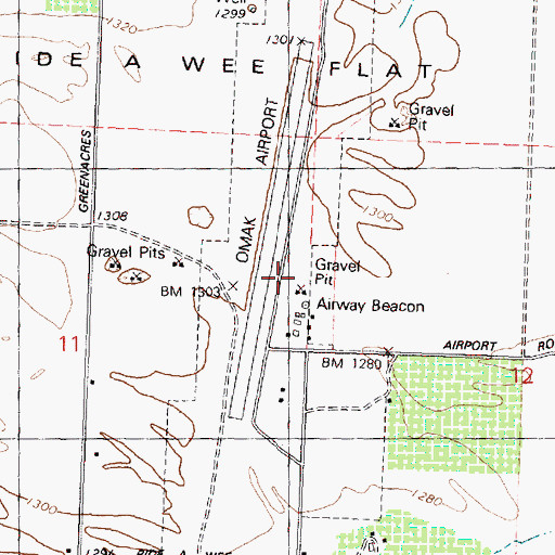 Topographic Map of Omak Airport, WA