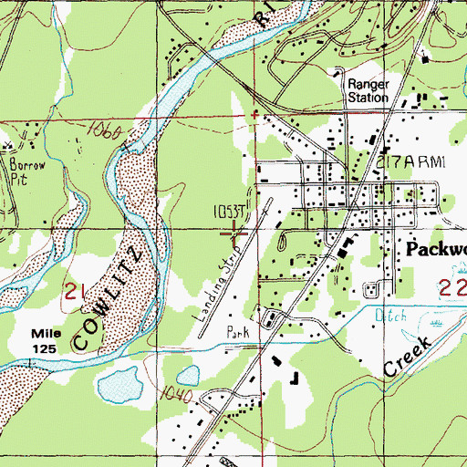 Topographic Map of Packwood Airport, WA