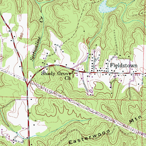 Topographic Map of Oak Grove Freewill Baptist Church, AL