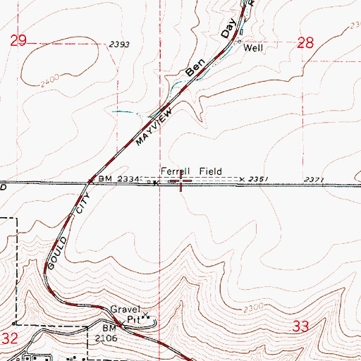 Topographic Map of Ferrell Field (historical), WA
