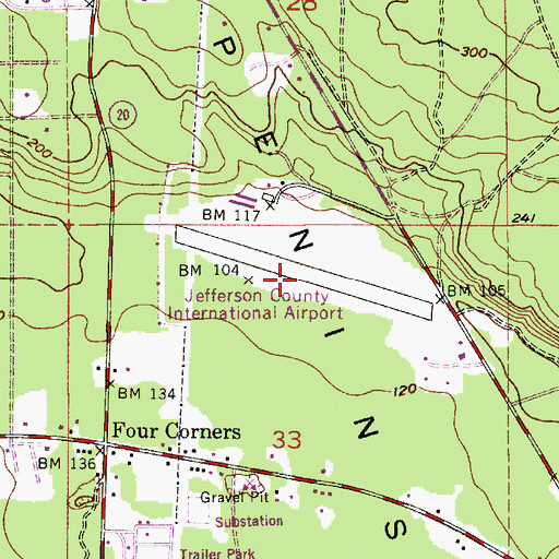 Topographic Map of Jefferson County International Airport, WA