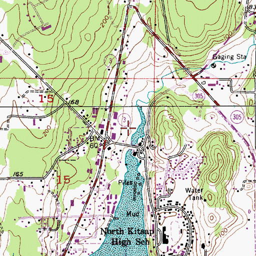 Topographic Map of Port of Poulsbo Marina Moorage Seaplane Base, WA
