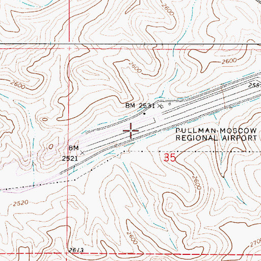 Topographic Map of Pullman/Moscow Regional Airport, WA