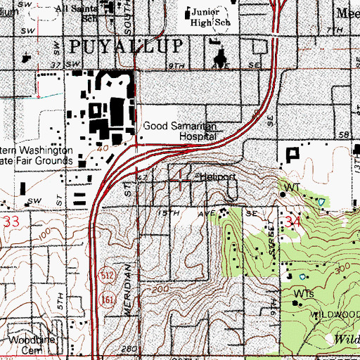 Topographic Map of Good Samaritan Hosp Heliport, WA