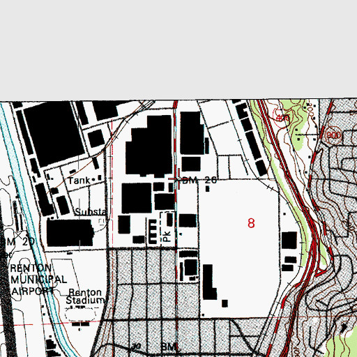 Topographic Map of Boeing-Renton Ramp Site Nr 2 Heliport, WA