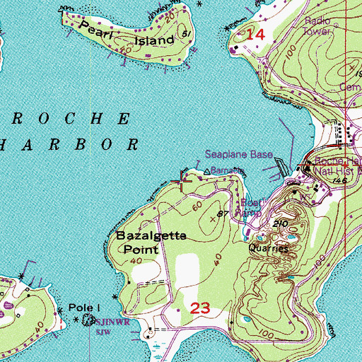 Topographic Map of Roche Harbor Seaplane Base, WA