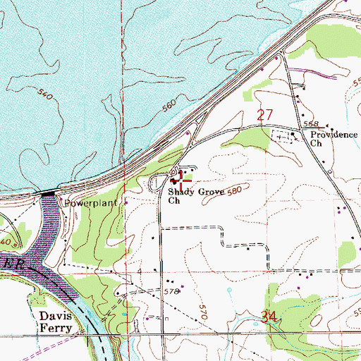 Topographic Map of Shady Grove Baptist Church, AL