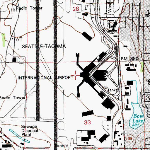 Topographic Map of Seattle-Tacoma International Airport, WA