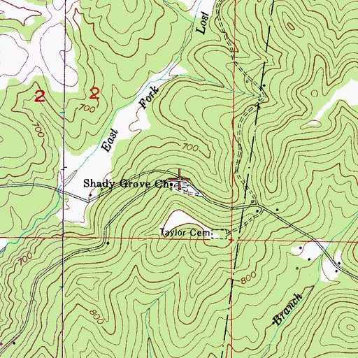 Topographic Map of Shady Grove Church of Christ, AL
