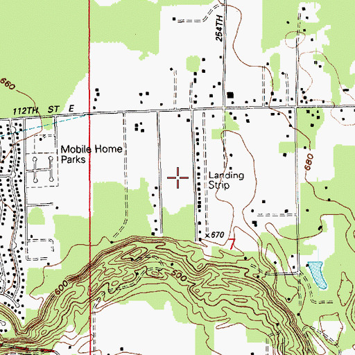 Topographic Map of Cawleys South Prairie Airport, WA