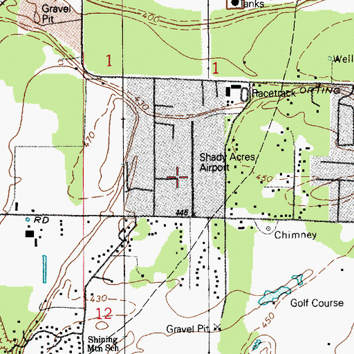 Topographic Map of Shady Acres Airport, WA