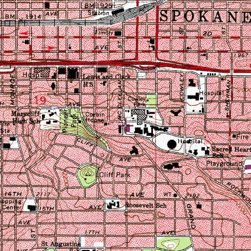 Topographic Map of Sacred Heart Medical Center Helistop Heliport, WA