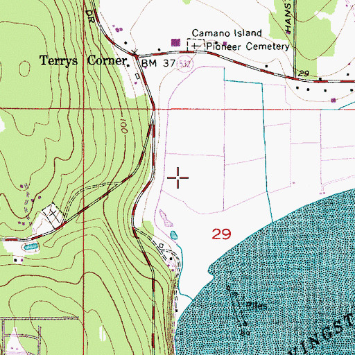 Topographic Map of Livingston Bay Airport (historical), WA