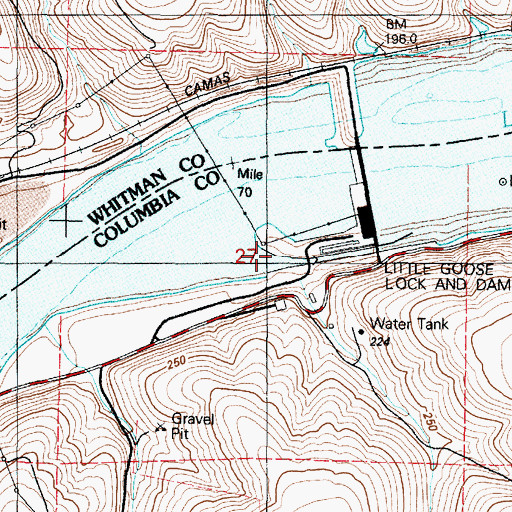 Topographic Map of Little Goose Dam Heliport, WA