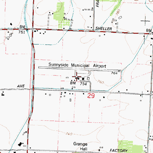 Topographic Map of Sunnyside Municipal Airport, WA