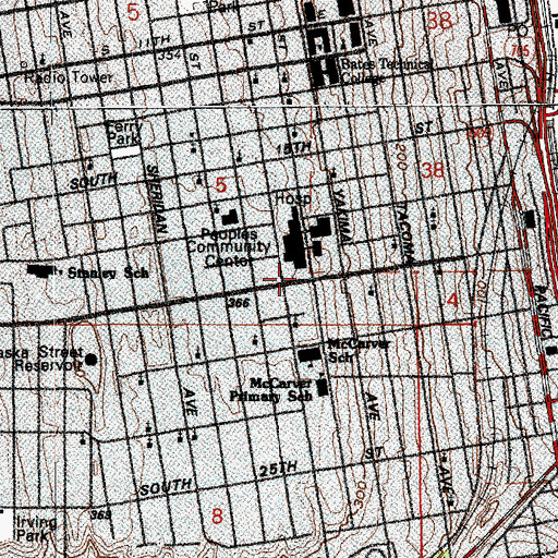 Topographic Map of Saint Joseph Hospital Heliport, WA