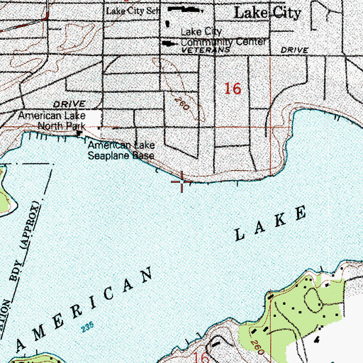 Topographic Map of American Lake Seaplane Base, WA