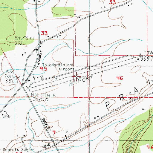 Topographic Map of Ed Carlson Memorial Field - South Lewis County Airport, WA