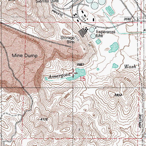 Topographic Map of Duval Lake, AZ