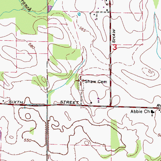 Topographic Map of Shaw Cemetery, AL
